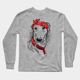 Greyhound Lover Gift - Greyhound Dog Bandana Long Sleeve T-Shirt